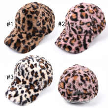 Fashion Leopard Print Warm Winter Hat Baseball Women Men Unisex Cross Ponytail Hat Wholesale Winter Hat